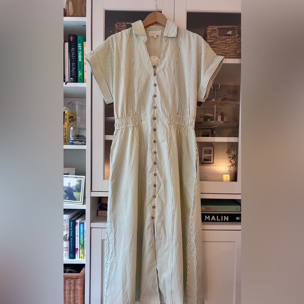 Urban Outfitters Cream Button-Down Midi Dress